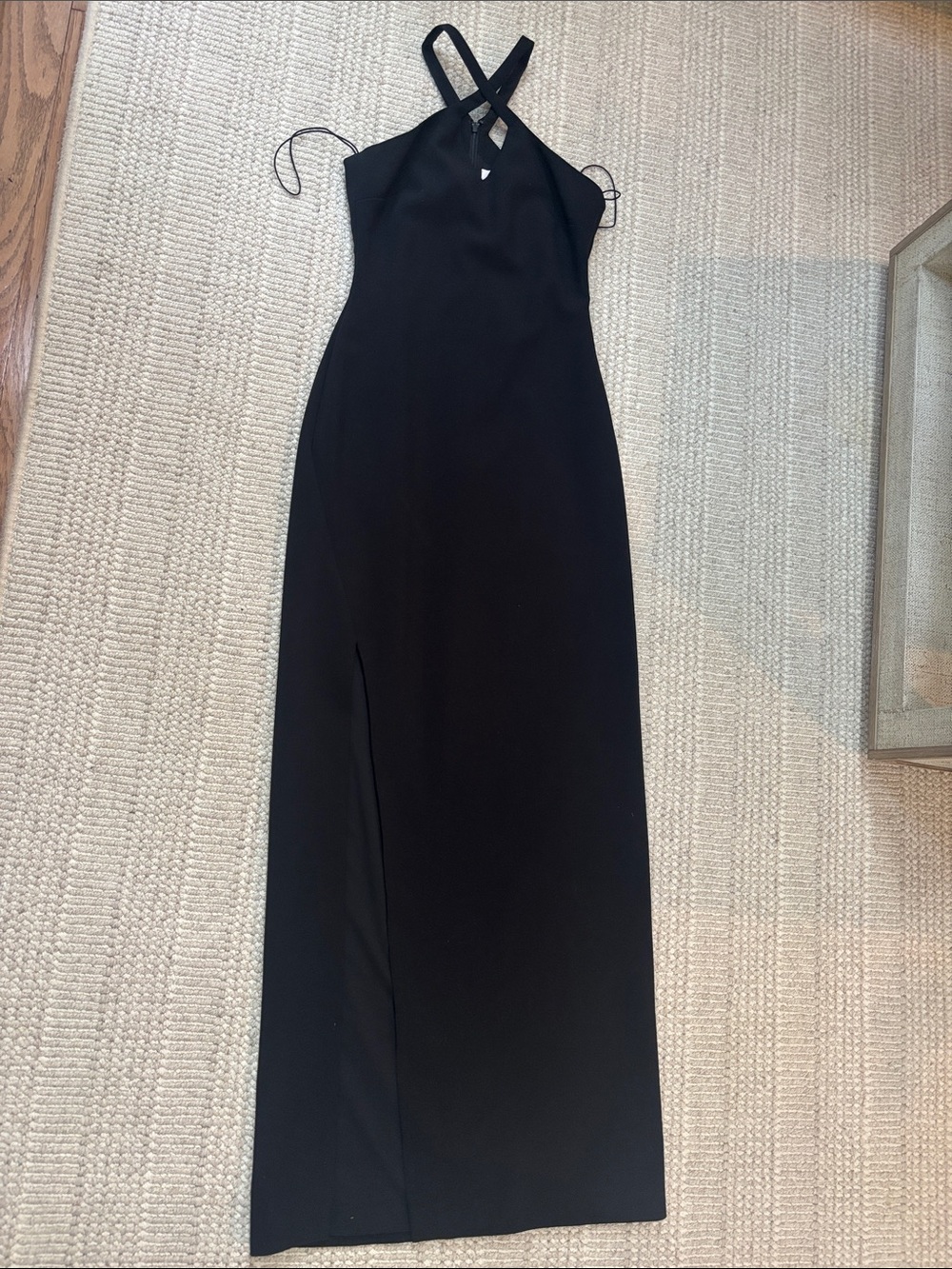 Likely Black Halter Maxi Dress with Cross-Strap Neckline
